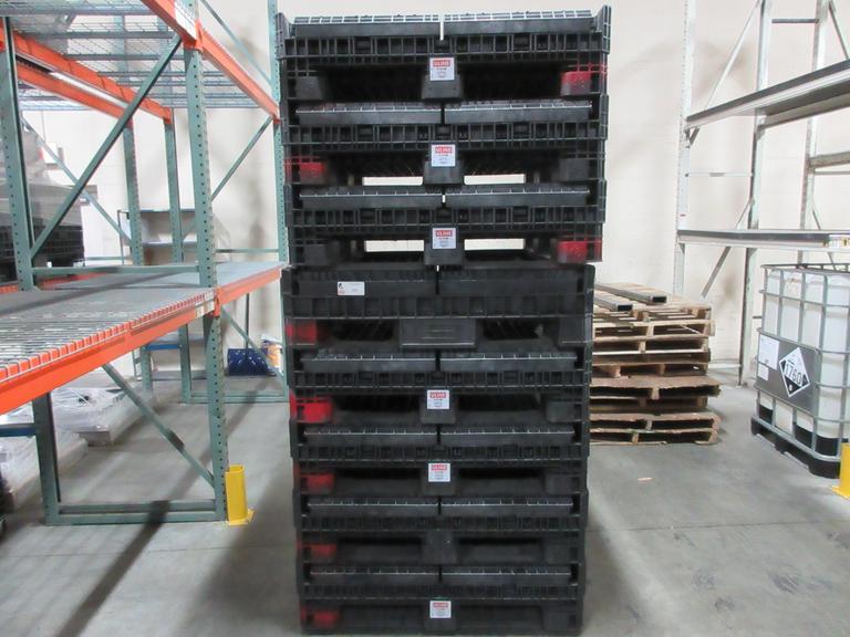 Uline H-1214BL Fold Down Plastic Crates 48x45x34" Capacity 1500 lbs (8pcs)