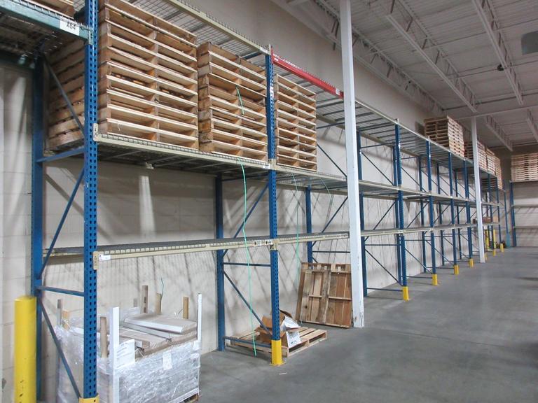 Pallet Racking - (11) 14'H x 42" Uprights, Teardrop Style, (28) 8' Shelves, Wire Decking and Steel Cross Supports- *NO CONTENTS*