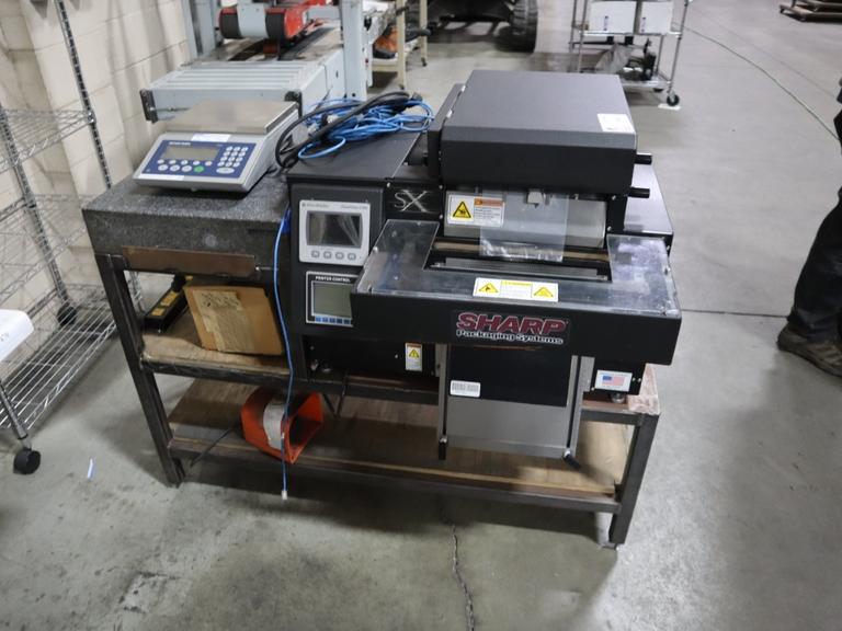 Bagging Center: SHarp SX-16H Bag Filler and Sealer, Metler Toledo Electronic Digital Scale, Granite Surface Plate, Steel Stand - Remote Foot Trip