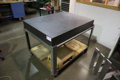 Pyramid Granite Surface Plate 48" x 36" x 6", No Ledge, Black, Grade A with Portable Steel Stand and Angle Plates