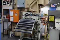 Bliss #29 150 Ton OBI Back Geared Punch Press, Single Crank,  Air Clutch and Brake, Rowe 24" Press Feed