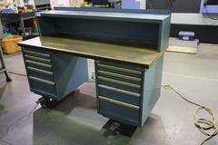 Lista Cabinet Base Work Bench, Maple Top, Portable on Caster, (10) Drawer, Upper Shelf - With Cutting Tool Contents