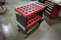 Huot Tool Scoot 40 Taper Tool Cart with Collet Trays, Extra 40 Taper Rack