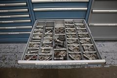 112 and Marathon 112, Turret Punch Tooling, (3) Lista Cabinets with Maple Top Loaded with Tooling