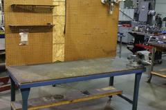 Workbench with Wilton 6.5" Bench Vise, Pegboard, Lower Shelf