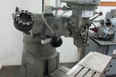 Bridgeport 1J Vertical Mill, Step Pulley Speed Change Head, 9"x42" Table, Newall DP700 2-Axis Digital Readouts