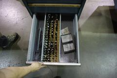 Lista Cabinet Base Work Bench, Maple Top, Portable on Caster, (10) Drawer, Upper Shelf - With Cutting Tool Contents