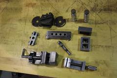 Workholding Assorted Items: (2) Vises, Keyless Drill Chuck, Blocks, Adjustable Work Stands, Sine Bar, and More