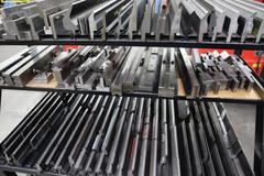 Press Brake Dies and Lower Die Holders for Amada Press Brakes on Welded Steel Shelving