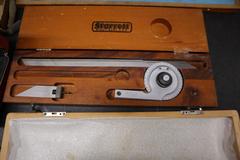 Assorted Measuring Tools, Micrometers, Chamfer Guage, Precision Protractor, Depth Mics, Bore Gauges, Thread Checkers and More