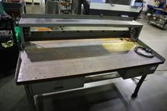 Metal Workbench, Maple Top, 2-Drawers, Upper and Lower Shelves, Power Outlet