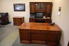Office Desk, Credenza, Book Case, Lateral File Cabinet Table  (3) Pieces - NO CONTENTS