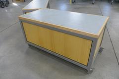 Metal Desks with Wood Tops, Portable on Casters