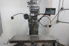 Bridgeport 1J Vertical Mill, Step Pulley Speed Change Head, 9"x42" Table, Newall DP700 2-Axis Digital Readouts