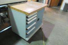 Rousseau Rolling Workbench with Maple Top, 4-Drawers, 1-Cabinet and Contents