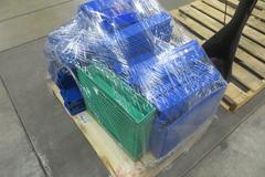 Plastics Totes of Assorted Sizes on Pallet