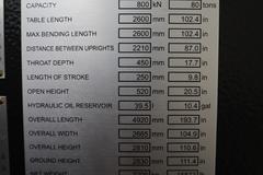 Amada HG 8025 CNC Hydraulic Press Brake, 88 Ton x 102.4", AMNC 3i Controls, Down-Acting, Curtains -New 2016