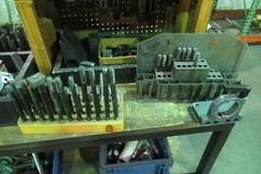 Metal Frame Workbench with Wood Top, (2) Shelves and Contents