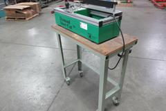 Encore Engineering Diamond Short-Cut Table Top Squeegee Sharpener, Model DSC-020 On Metal Rolling Cart