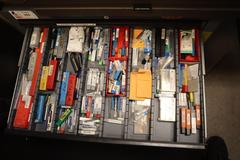 Huot 8 Drawer Tool Cabinet with Contents: Carbide End Mills, HSS End Mills, Lathe Turning Tools and More