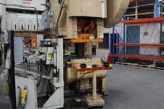 Bliss #29 150 Ton OBI Back Geared Punch Press, Single Crank,  Air Clutch and Brake, Rowe 24" Press Feed