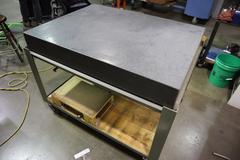 Pyramid Granite Surface Plate 48" x 36" x 6", No Ledge, Black, Grade A with Portable Steel Stand and Angle Plates