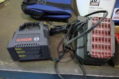 Bosch 1/2" Cordless Hammer Drill, 18V with Case, (3) Batteries, (2) Chargers
