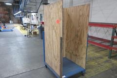 Metal Rolling Flat Storage Cart with Plywood Sides