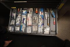 Huot 8 Drawer Tool Cabinet with Contents: Carbide End Mills, HSS End Mills, Lathe Turning Tools and More