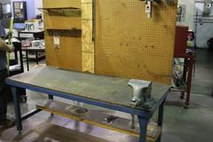 Workbench with Wilton 6.5" Bench Vise, Pegboard, Lower Shelf