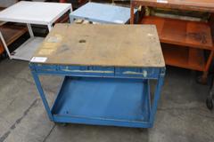 Rolling Sheet Metal Shop Cart with Particle Board Top