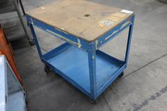 Rolling Sheet Metal Shop Cart with Particle Board Top