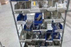 Rolling Wire Shelf with Contents of Assorted Hardware and Fasteners