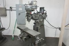 Bridgeport 1J Vertical Mill, Step Pulley Speed Change Head, 9"x42" Table, Newall DP700 2-Axis Digital Readouts