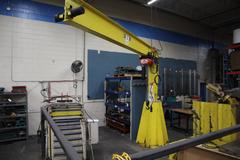 Handling Systems 2 Ton Swiveling Jib Crane, Floor Mounted with CM Lodestar 2 Ton Electric Chain Hoist, Electric Trolley