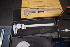 Assorted Inspection Tools, Dial Calipers, Dial Indicator, Depth Micrometer, 1" Micrometer, Bore Micrometer