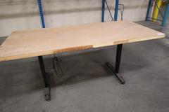 Wood Top Electronic Adjustable Height Table - Portable on Casters