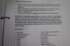 PEM Series 2000 Fastener Installation Press, 8 Ton Max Force, 24" Throat, Touch Screen Control, Vibratory Feeder Bowl, Tooling, Remote Foot Trip