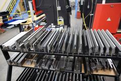 Press Brake Dies and Lower Die Holders for Amada Press Brakes on Welded Steel Shelving