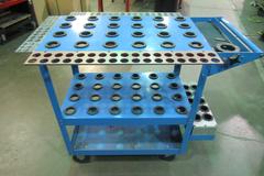 Huot Type Tool Scoot 40 Taper Tool Cart with Collet Trays, Extra 40 Taper Rack and 40 Taper Tool Vise