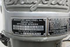 Bridgeport 1J Vertical Mill, Step Pulley Speed Change Head, 9"x42" Table, Newall DP700 2-Axis Digital Readouts