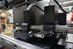 Amada FBD-5012NT CNC Hydraulic Press Brake, 55 Ton x 47.2", AMNC PC Control, UP-Acting, 6-Axis BG, Lazer Curtain