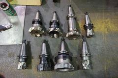 CT40 Taper Tool Holders: (8) with Assorted Insert Milling Cutters, 2", 3", 4" 
