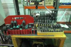 Metal Frame Workbench with Wood Top, (2) Shelves and Contents