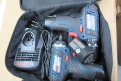 Bosch 1/4" Impact Driver PS21 (2), and 3/8" Drill PS31 (2) with 12V lithium Ion Batteries and Chargers