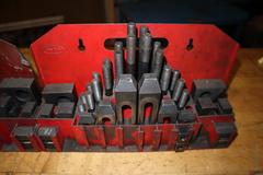 Fixture Clamp Step Block & Clamp Set - 1/2-13 Stud Thread, 5/8" T-Slot, 1" Step Block Width (2)