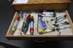 Plug and Go-No-Go Thread Guages in 4 Drawer Wood Cabinet