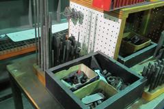 Metal Frame Workbench with Wood Top, (2) Shelves and Contents