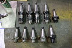 CT40 Taper Tool Holders: (4) Nikken NPU-13 Keyless Drill Chucks, (6) End Mill Holders