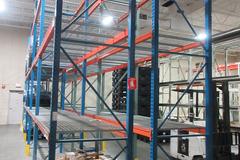 Pallet Racking Back to Back, Tear Drop Style (12) 14'x42" Uprights, (30) 8' Shelves with Wire Decking, *No Contents*